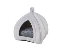 Zymoplas Household Portable Pet Home Indoor Living Room Winter Resting Nest Plush PP Cotton Sleeping Tent House Pets Supplies, Grey, 33x33x36cm