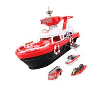 Zymoplas Kids Toys Inertia Boat Crash-Resistant Music Toy Car Parking Developmental Transformation Organizer Ship with Battery, Red