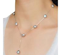 Zymoplas Natural Freshwater Baroque Pearl Necklace For Women Elegant And Classic Real Pure 925 Sterling Silver Chain Unique Style, gray, 50cm