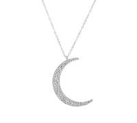 Zymoplas Necklace Moon Gold Long Simple Style Elegant Hanging Pendants Decorations Valentines Day Chokers for Teen Girls, Silver