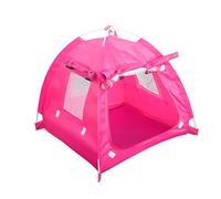 Zymoplas Outdoor Pet Tent Breathable Washable Folding Bed Puppy Excursion Waterproof Dog Cat House Playpen for Sleeping, L/Rose red