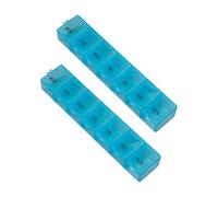 Zymoplas Pack of 2 Pill Case Sealing 7 Days Tablet Storage Container Dispenser Plastic Reusable Organizer Elder Camping Box, Blue