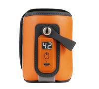 Zymoplas plify Feedings Portable USB Charging Bottle Warmer PU Adjustable Bottle Warmer Cover with LCD Display Premium PU, Orange