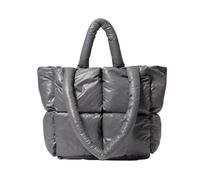 Zymoplas Puffer Tote Bag Warm And Snug With Down Cotton Padding Generous Interior Space Easy To Carry Nylon Shoulder Bag, Gray