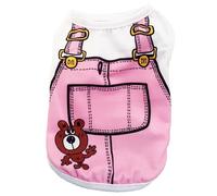 Zymoplas Puppy Clothes Pets Supplies Breathable Striped Dog Vest Small Dogs T-Shirts Spring and Summer ple Style Pet Shirt, Pink Bear Pattern, XS