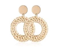 Zymoplas Rattan Plaited Articles Retro Western Earrings Circular Exquisite Fashionable Ear Pendants Jewerly for Women Girls