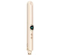 Zymoplas Rechargeable Cordless Travel Flat Iron Negative Ion Small Dormitory Straightening Plate Clamp Mini Ceramic Hair, Beige, Wireless Charging