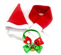 Zymoplas Santa Hat Bell Scarf Set Pet Christmas Costume Adorable Warm Memorial Kitten Accessory Dressing Pets Accessories, L