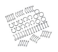 Zymoplas Set of 110x Stylish Body Jewelry Piercing Ear Nose Navel Belly Button Ring Hoops 2x10mm Steel Lip
