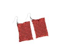 Zymoplas Square Sequins Earring Exaggerated Eardrops Fashionable Matching Tassel Drops Ears Decorations Multi-color All-match, Red