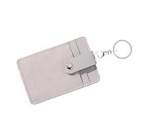 Zymoplas Stay Organized and Valuables Close at Hand PU Unisex Colors Portable ID Card Holder Office Work Keychain Keyring Tool, Grey