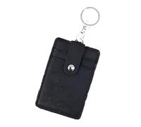 Zymoplas Stay Organized and Valuables Close at Hand PU Unisex Colors Portable ID Card Holder Office Work Keychain Keyring Tool, Black