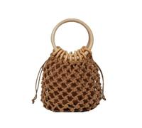Zymoplas Straw Bags,Shopping Bags,Ladies,Woven Summer Shoulder Wooden,Fashionable and versatile,Suitable for Gifts, brown, +inner bag