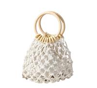 Zymoplas Straw Bags,Shopping Bags,Ladies,Woven Summer Shoulder Wooden,Fashionable and versatile,Suitable for Gifts, white, +inner bag
