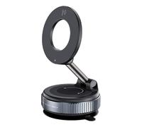 Zymoplas Strong Magnetic Car Mount With 360 Degree Rotating Desktop Windshield Suction Cup For Stability Aluminum Alloy Foldable, black