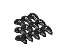 Zymoplas Stylish and Waterproof Golf Iron Head Cover Leather PU Club Headcover for All Weather Conditions, Black, 18x9.5cm