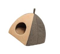 Zymoplas Stylish Cave House with Removable Cushioned Pillow Cat Beds for Indoor Cats, Beige White, 36cmx36cmx38cm