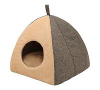 Zymoplas Stylish Cave House with Removable Cushioned Pillow Cat Beds for Indoor Cats, Beige White, 43cmx43cmx41cm