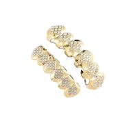 Zymoplas Stylish Diamante Plated Hip Hop Grills for Halloween Cosplay Gift, Golden, 5 x 1.3cm