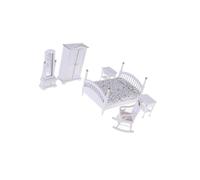 Zymoplas Stylish for Dollhouse Miniature Furniture Bedroom Set Bed Wardrobe Cabinet and Chair