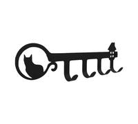 Zymoplas Stylish Wall Mounted Black Key Holder with 4 Hooks Suitable for All Settings Compact Size Versatile Usage Durable, Cat 25.5×7×3.5cm