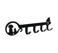 Zymoplas Stylish Wall Mounted Black Key Holder with 4 Hooks Suitable for All Settings Compact Size Versatile Usage Durable, Black25.5×7×3.5cm