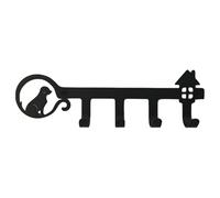 Zymoplas Stylish Wall Mounted Black Key Holder with 4 Hooks Suitable for All Settings Compact Size Versatile Usage Durable, Dog 25.5×7×3.5cm