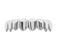 Zymoplas Top Bottom False Teeth Halloween Grills Tooth Performance Party Decoration Accessories Christmas Festival Cosplay, Silver &Upper Teeth