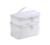 Zymoplas Travel Cosmetics Bags Compact and Durable Travel and Easy Cleaning Nylon Casual Zipper Toiletry Wash Bags Waterproof, White