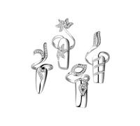 Zymoplas Trendy Rhinestone Nail Guard Cover Rings Adjustable Fingertip Opening Ring, Silver