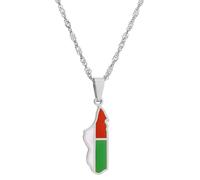 Zymoplas Unique Africa Malagasy Country Maps National Flag Pendant Stand Out In Style Steel Madagascar Map Flag Pendant Necklaces, Silver