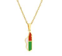Zymoplas Unique Africa Malagasy Country Maps National Flag Pendant Stand Out In Style Steel Madagascar Map Flag Pendant Necklaces, Gold