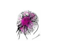 Zymoplas Vintage Women Plume Fascinator Retro Style Mesh Veil Hat Ladies Hair Headwear Wedding Party Horse Racing Events, Black+rose red