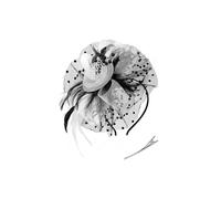 Zymoplas Vintage Women Plume Fascinator Retro Style Mesh Veil Hat Ladies Hair Headwear Wedding Party Horse Racing Events, Black+white