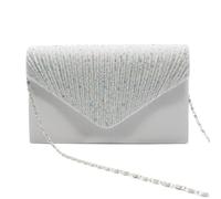 Zymoplas Women Fashion Evening Bag with Buckle Bridal Envelope Handbag Wedding Crossbody Luxury Purse for Banquet Prom Travel, White