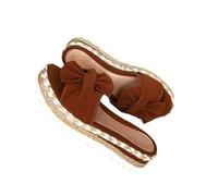 Zymoplas Women's Platform Shoes Flat Summer Shoes with Bowknot Beach Sandal Casual Sandals Fashion Slides Outdoor Ladies Footwear, Dark Brown, 36