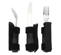 Zymothrix 3pcs Adaptive Cutlery Set, Weighted Utensils Set for The Elderly, Textured Composite Handle with Back Strap, Non - Slip Adaptive Flatware for Arthritis and Tremor Control
