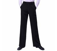 ZYMOZYM Men Black Professional Draped Straight Pocket Latin Ballroom Dance Pants for Competition Modern Dance Training Pants