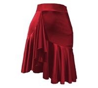 ZYMOZYM Women Black Solid Ruffle Mini Latin Dance Skirt Classics Female Asymmetrical Pleated Casual Skater Skirt