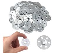 Zymuegist 200PCS 35mm Diameter Galvanized Steel Washers with Six Holes, Corrosion Resistant and Easy Fix Washers for Insulating Backer Boards, Plasterboard and Tiles (200)
