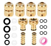 Zymuegist 8PCS Brass Garden Hose Tap Quick Connector Set, Includes 2 Double Male Adapters, 4 Quick Connect 1/2" Hose Ends, 2 Tap Connectors (8PCS Brass)