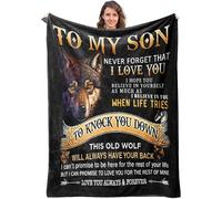 Zymuegist Gifts for Son Throw Blanket 150x200cm, To My Son Wolf Blanket Gift from Mom & Dad, Teenage Boy Gift Perfect for Birthday, Valentine's Day, Graduation, Christmas (150x200cm, Son Gift)