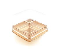 ZYMY 50 Sets 1.8" square transparent plastic mini cake box - muffin box - moon cake box - mung bean cake snow Mei Niang box (50g gold)