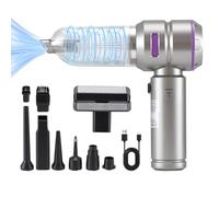 ZYMY Handheld Vacuum Cleaner, 4-in-1 Portable Car Vacuum Cleaner Cordless Powerful, 16KPa Strong Suction, 3 Speeds, Brushless Motor, Mini Car Hoover for Office/Home/Pet Hair - Silver