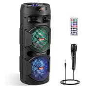 ZYMY Party Speaker with Microphone and Light, 6.5'' Big Loud Bluetooth Speaker Wireless, Portable PA System Support Kareoke Machine, Remote, FM, TWS, AUX, USB for Party Home Outdoor Black