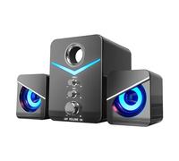 ZYMY PC Speakers with Subwoofer, USB Powered Computer Speakers for Desktop 3.5mm Jack Aux Input, Gaming Speakers for Monitor with LED light - Black