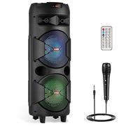 ZYMY Portable Bluetooth Speaker Loud Wireless 8'' Party Speaker with Microphone and Light, Portable PA System Support Kareoke Machine, Remote, FM, TWS, AUX, USB for Party Home Outdoor Black