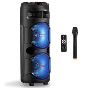 ZYMY Powerful Party Speaker Bluetooth - 2x12-inch Large Bluetooth Speaker with Karaoke Machine, Wireless Mic, MIC.PRI, 3600mAh Battery, TWS, AUX/USB/FM, Portable for Home/Garden Parties