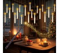 Zyncove 20PCS Floating LED Taper Candles with Magic Wand Remote, Hanging Flickering Decorations for Halloween & Christmas Parties