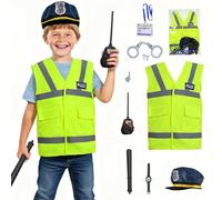 Zyncove Toys Police Costume Kids- 10 Pcs Police Officer Outfit Dress Up with Walkie-talkie Hat and Vest, Kids Fancy Dress Roleplay for Boys & Girls Aged 5-12, Halloween Birthdays (M)